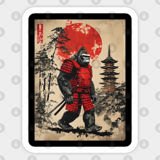 Samurai Gorilla: Red Sun Sentinel Sticker by Steve